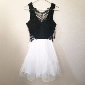 City Studio Black & White Short Length Dress